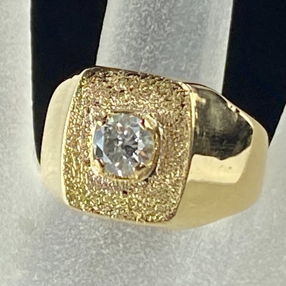 Appraised $6,995 18K 0.75ct G/Si1 round brilliant Diamond men's ring 8.5g s10.5